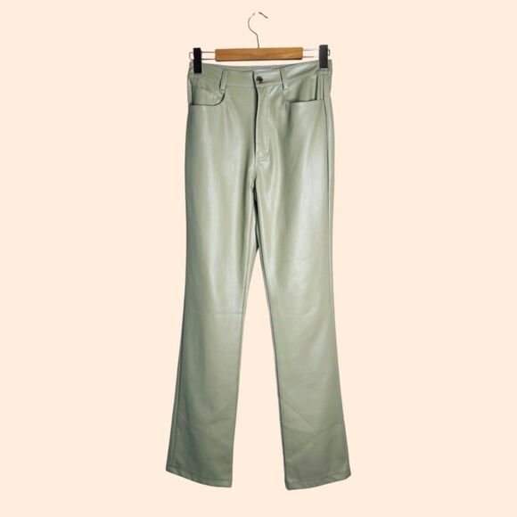 WeWoreWhat Vegan Leather Flare Pants - Picture 1 of 6